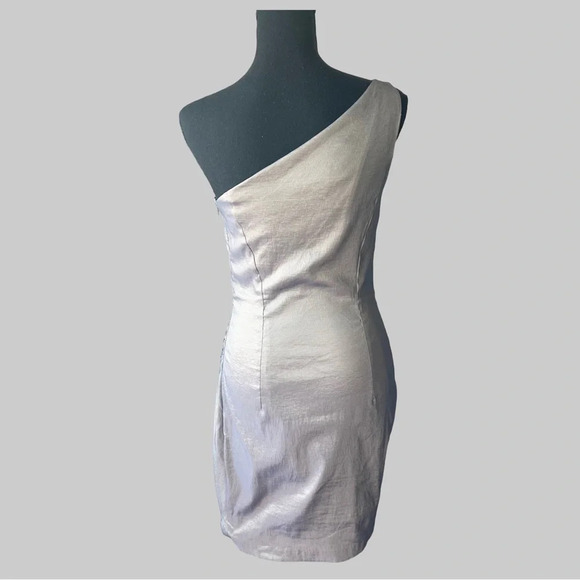 Vintage Jessica McClintock One Shoulder Satin Beaded Prom  Dress Made In US - Picture 3 of 16